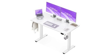 Amazon: Bureau assis-debout électrique OffiGo 140x54 - 72-118cm, 3 mémoires à 99,99€ (au lieu de 119,25€)