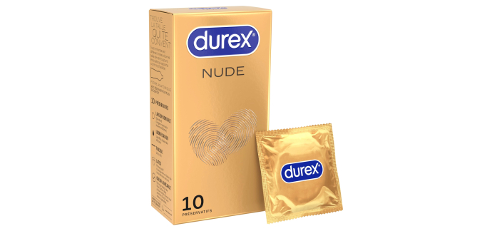 Amazon: Lot de 10 préservatifs Durex Nude à 4,03€ (au lieu de 7,12€) (via prévoyez et économisez)