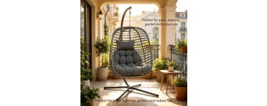 JoyBuy: Fauteuil suspendu Terrabeta acier jardin avec coussins et appuie-tête à 199,99€ (au lieu de 518,93€)