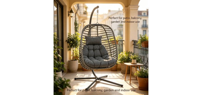JoyBuy: Fauteuil suspendu Terrabeta acier jardin avec coussins et appuie-tête à 199,99€ (au lieu de 518,93€)