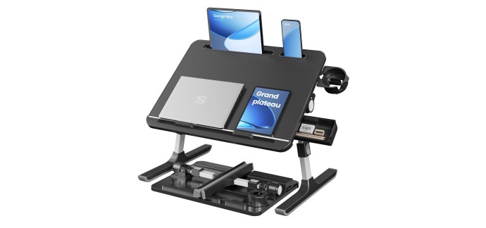 Amazon: Table de lit ajustable Songmics - 56 x 40 cm à 27,19€