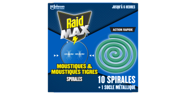 Amazon: Lot 10 Spirales & 1 Socle Anti-Moustiques Raid Max à 1,67€ (au lieu de 2,49€)