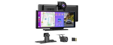 JoyBuy: ESSGOO Écran portable HD 10,26" CarPlay sans fil + caméra 4K avant/AHD 1080P recul + carte 64 Go à 5
