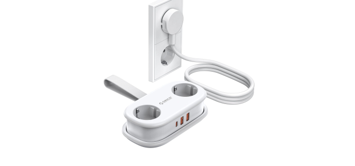 Amazon: Multiprise de Voyage 2 Prises et 3 Ports USB-C Orico - 20W PD, Cordon 1,5m à 17,91€