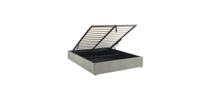 Sweeek: Lit coffre 160x200cm velours côtelé gris à 244,99€ (au lieu de 349,99€)