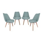 Sweeek: Lot de 4 chaises scandinaves revêtement tissu bleu clair à 74,99€ (au lieu de 149,99€)