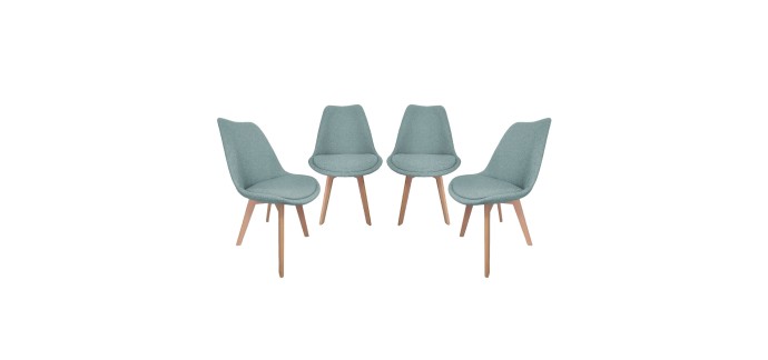 Sweeek: Lot de 4 chaises scandinaves revêtement tissu bleu clair à 74,99€ (au lieu de 149,99€)