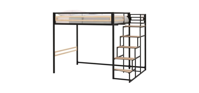 Cdiscount: Lit mezzanine Leon - 140x190 cm, sommier inclus à 199,99€ (au lieu de 314,99€)