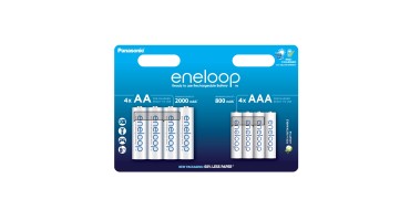 Amazon: Lot de 8 piles rechargeables Ni-MH Eneloop Combo - 4 AA + 4 AAA à 16,37€ (au lieu de 29,88€)