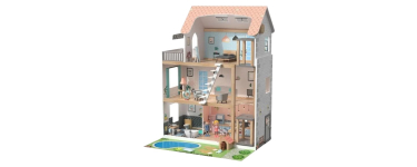LIDL: Maison de poupées LUPILU en bois - 3 étages, 2 poupées articulées à 39,99€ (au lieu de 59,99€)