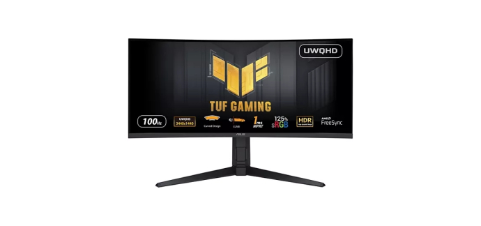 Boulanger: Ecran PC 34" ASUS VG34VQEL1A - Dalle VA incurvée, UWQHD, 100 Hz, 1 ms à 189,99€ (au lieu de 239€)