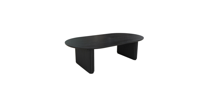 Sweeek: Table basse ovale bois d'hévéa placage chêne noir à 139,99€ (au lieu de 199,99€)