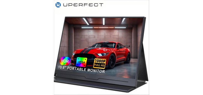 JoyBuy: UPERFECT Moniteur portable 15,6" 1080p IPS HDR - PC portable, smartphone à 59,99€