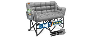 Amazon: Canapé de camping pliable 2 personnes Kesser - rembourré, poches latérales à 77,8€
