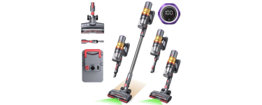 JoyBuy: Lubluelu X1000 Aspirateur balai sans fil - Station vidange auto, 2,5 L à 92,99€ (au lieu de 168,99€)
