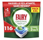 Amazon: Lot de 116 Tablettes Lave Vaisselle Tout-en-1 Fairy Original - sans parfum à 14,96€