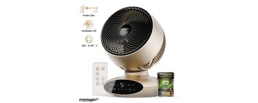 JoyBuy: Ventilateur de table Monsga AC200 - double oscillation 360°/90°, 30dB, minuterie 8h à 59,9€