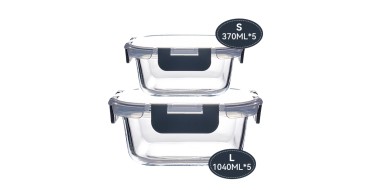 JoyBuy: Lot de 10 boîtes repas Jordan&Judy en verre - 5x1040ml & 5x370ml à 19,99€ (au lieu de 40,02€)