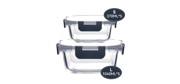 JoyBuy: Lot de 10 boîtes repas Jordan&Judy en verre - 5x1040ml & 5x370ml à 19,99€ (au lieu de 40,02€)