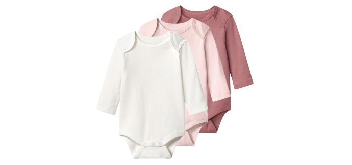 LIDL: Lot de 3 bodies bébé 100% coton biologique Lupilu à 3,59€ (au lieu de 5,99€)