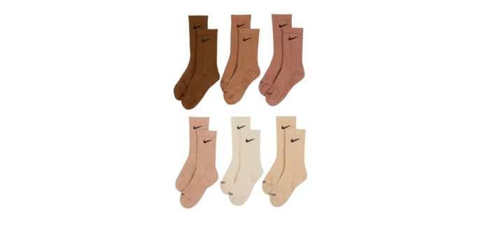Courir: Lot de 6 paires de chaussettes Nike - Du 35 au 46, 2 coloris à 14,50€ (au lieu de 29€)
