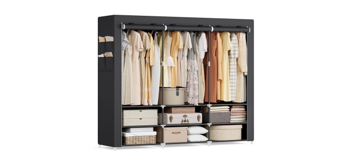 Amazon: Armoire chambre en Tissu Songmics - 45 x 188 x 176 cm à 33,99€ (au lieu de 46,99€)
