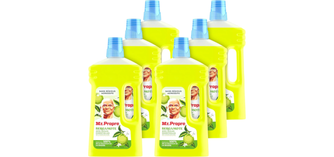 Amazon: Lot de 6 Bidons d'1L de Nettoyant Sol Mr. Propre - Parfum Bergamote à 11,72€ (au lieu de 16,82€)
