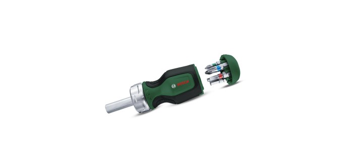 Amazon: Tournevis court à cliquet Bosch avec 6 embouts à 9,77€ (au lieu de 12,09€)