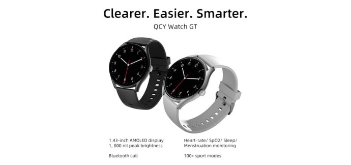 JoyBuy: QCY montre GT - noir à 12,99€ (au lieu de 24,32€)