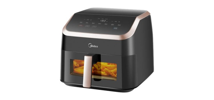 JoyBuy: Midea Friteuse sans huile 8,5 L, hublot transparent, 8-en-1 - lave-vaisselle à 49,98€