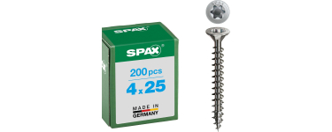 Amazon: Lot de 200 Vis Spax - Inox, Torx, 4 x 25 mm à 11,99€ (au lieu de 21,88€)