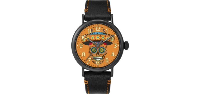 Amazon: Montre Timex Waterbury Standard Dia de Los Muertos - Analogique Quartz, Bracelet Cuir à 54,31€