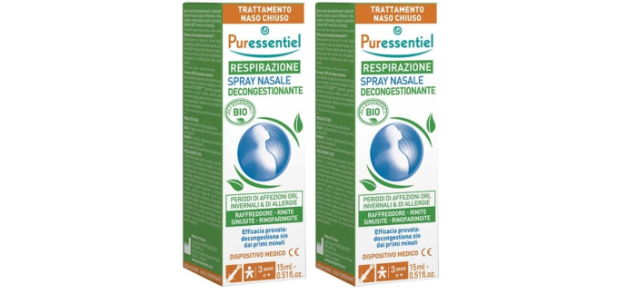 Amazon: Lot 2 Sprays nasal décongestionnant Puressentiel - huiles essentielles propolis et échinacée bio, 2x