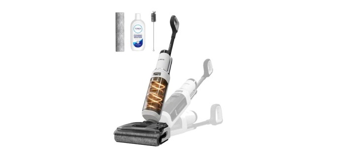 JoyBuy: Tineco Floor One Stretch S6 - Aspirateur eau et poussière, design plat 180°, profil bas 13 cm, auto-