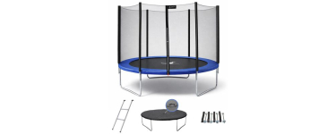 Cdiscount: Trampoline bleu avec échelle, couverture de propreté et kit d'ancrage Ø300cm à 129,99€