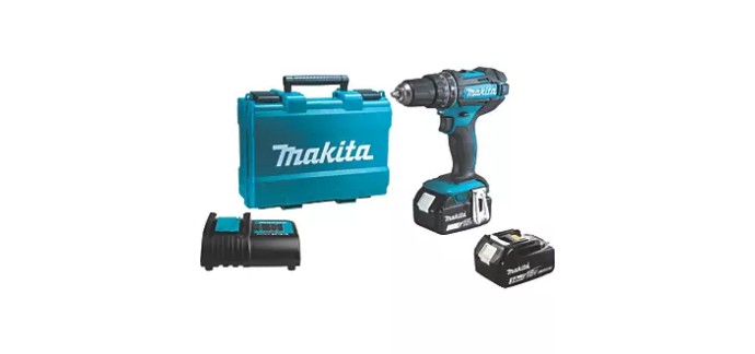 Screwfix: Perceuse visseuse à percussion Makita DHP482 18V LXT - 2 batteries 3Ah à 199,99€