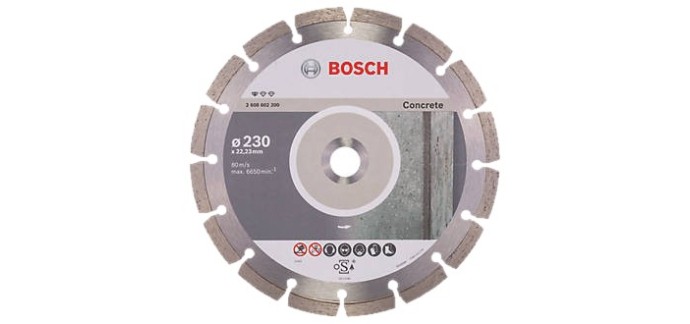 Screwfix: Disque diamant béton/pierre 230 x 22,23mm Bosch à 26,99€ (au lieu de 34,99€)