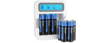 Amazon: Lot de 8 piles lithium AA rechargeables Hixon - 1,5V, chargeur, 3500 mWh à 22,61€