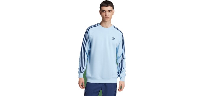 Kickz: Adidas Originals 3-Stripes Crew Sweatshirt Bleu à 25,95€ (au lieu de 64,95€)
