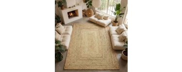 Cdiscount: Tapis salon en jute tressé naturel artisanal 160x230 à 99,99€ (au lieu de 120€)