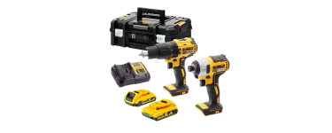 Racetools: Pack Brushless 18V Dewalt DCK2060D2T-QW - Perceuse à percussion DDF778 (65Nm), visseuse à chocs DCF7