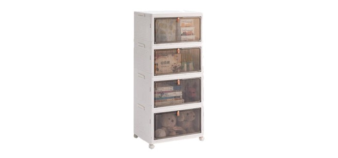 JoyBuy: Vilscijon Armoire de rangement extra-large pliable 4 niveaux à 25,99€ (au lieu de 54,78€)