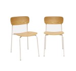 Sweeek: Chaise vintage effet frêne et pieds métal beige (lot de 2) à 89,99€ (au lieu de 129,99€)