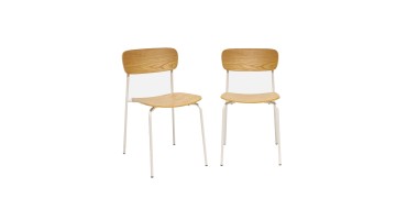 Sweeek: Chaise vintage effet frêne et pieds métal beige (lot de 2) à 89,99€ (au lieu de 129,99€)
