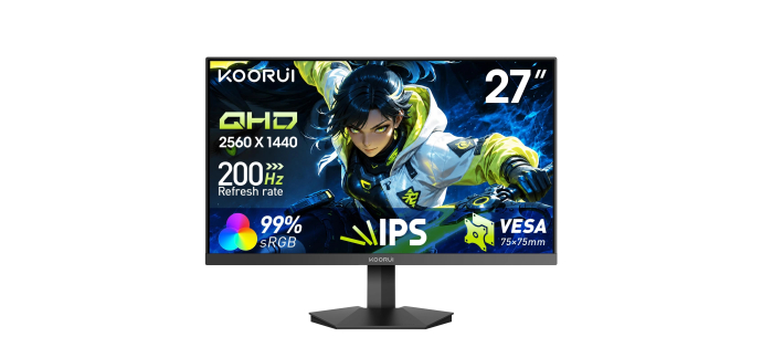Amazon: Ecran PC Gamer 27" Koorui G2711P - 200Hz, Fast IPS, 1ms à 99,99€ (au lieu de 130,41€)