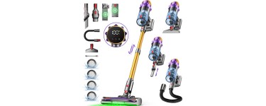 JoyBuy: Daynee Aspirateur sans fil 65 kPa/70 min avec écran, tuyau 1 m, brosse anti-enchevêtrement, HEPA*4 à