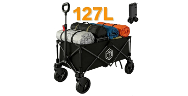 JoyBuy: Chariot de transport pliable Ochama - 127L, charge 200kg, double frein à 36,72€ (au lieu de 59,99€)