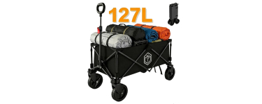 JoyBuy: Chariot de transport pliable Ochama - 127L, charge 200kg, double frein à 36,72€ (au lieu de 59,99€)