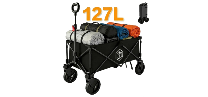 JoyBuy: Chariot de transport pliable Ochama - 127L, charge 200kg, double frein à 36,72€ (au lieu de 59,99€)