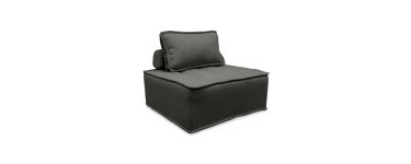 Sweeek: Chauffeuse modulable tissu capitonné gris - 90x90 cm, bois d'hévéa à 139,99€ (au lieu de 199,99€)